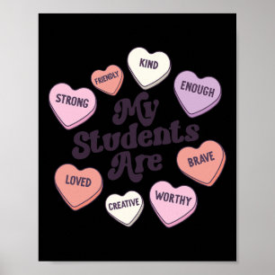 Poster Valentines Jour Affirmations positives Coeurs bonb