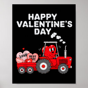 Poster Valentines Jour Coeur Dans Tracteur Drôle Ferme Dr