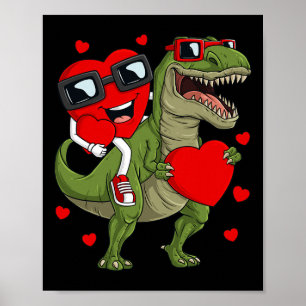 Poster Valentines Jour Coeur équitation Dinosaur T Rex Fu