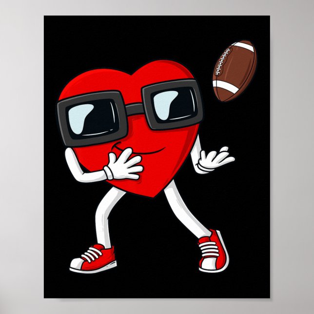 Poster Valentines Jour Coeur Football Receveur Tight End  (Devant)