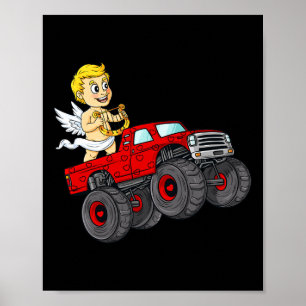 Poster Valentines Jour Cupid équitation Monster Truck Fun