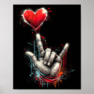 Poster Valentines Jour Je T'Aime Main Signer Al Coeur Fem