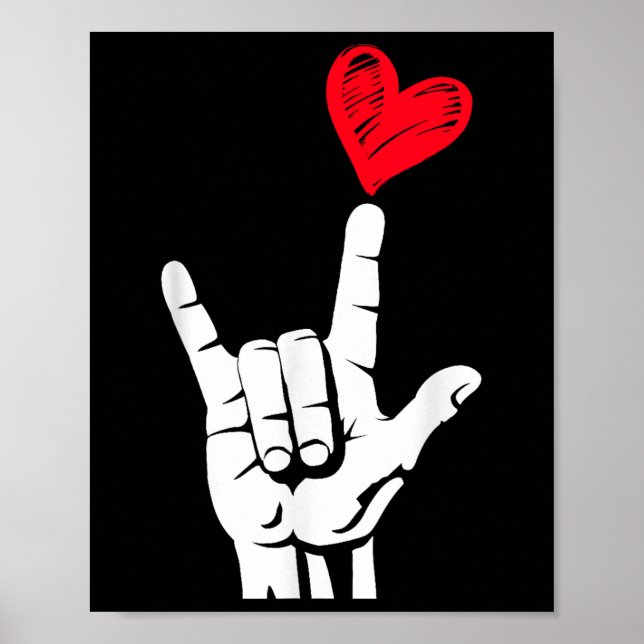 Poster Valentines Jour Je T'Aime Main Signer Al Coeur Fem (Devant)