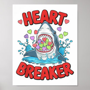 Poster Valentines Jour Requin Crise-Coeur Drôle Garçons E