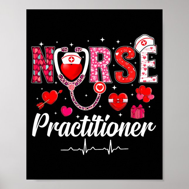 Poster Valentines Nurse Practitioner Scrubs Nurse Life St (Devant)