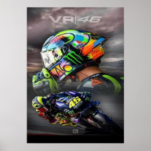 Poster valentino rossi, légende moto gp, le docteur 46,