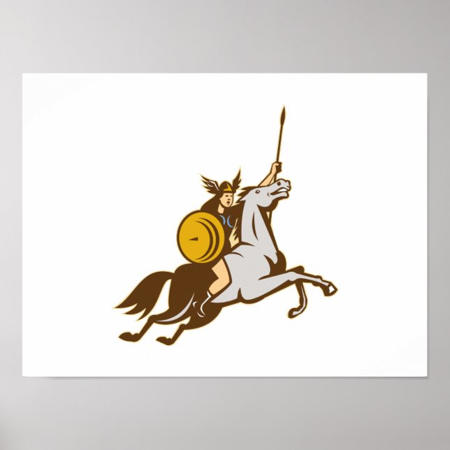 Poster Valkyrie Riding Horse Retro (Devant)