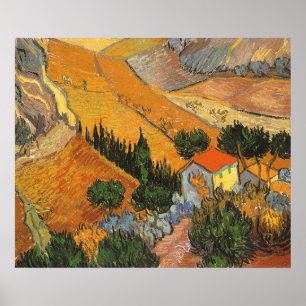 Poster Vallée avec Plowman par Vincent van Gogh