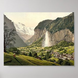 Poster Vallée de Lauterbrunnen avec Staubbach, Oberl Bern