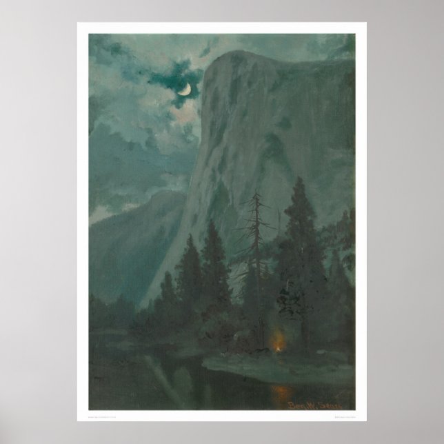 Poster Vallée de Yosemite au clair de lune, Californie. ( (Devant)