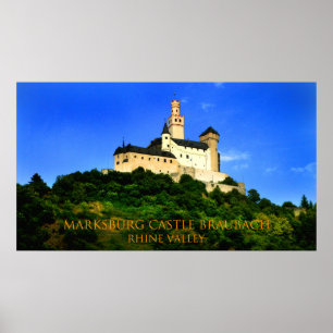 Poster vallée du Rhin de braubach de château de marksburg