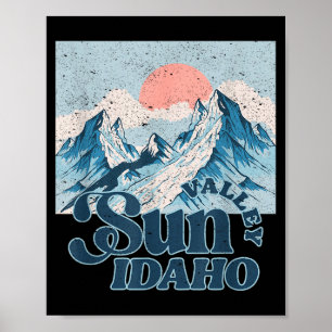 Poster vallée du soleil idaho ski montagne enneigée vinta