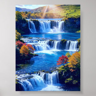 Poster Vallée en cascade ensoleillée 001