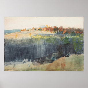 Poster Vallée et colline Winslow Homer Aquarelle automne