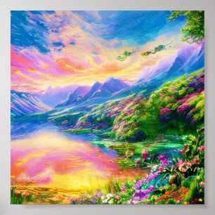 Poster Vallée florale douce