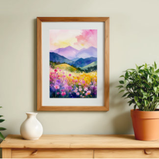 Poster Vallée paisible Floroming Hills Wall Art