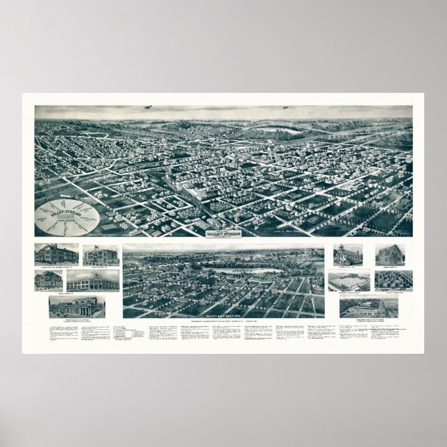 Poster Valley Stream, NY Carte panoramique - 1924 (Devant)