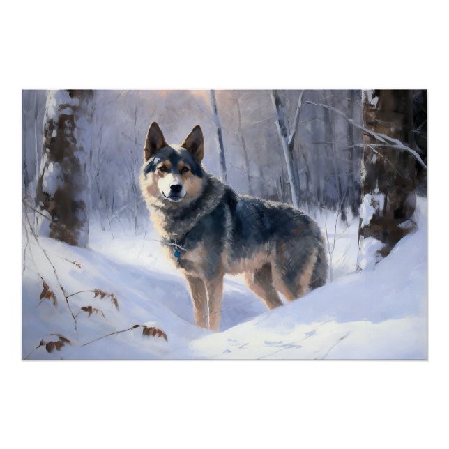 Poster Vallhund suédois Laisser neiger Noël (Devant)