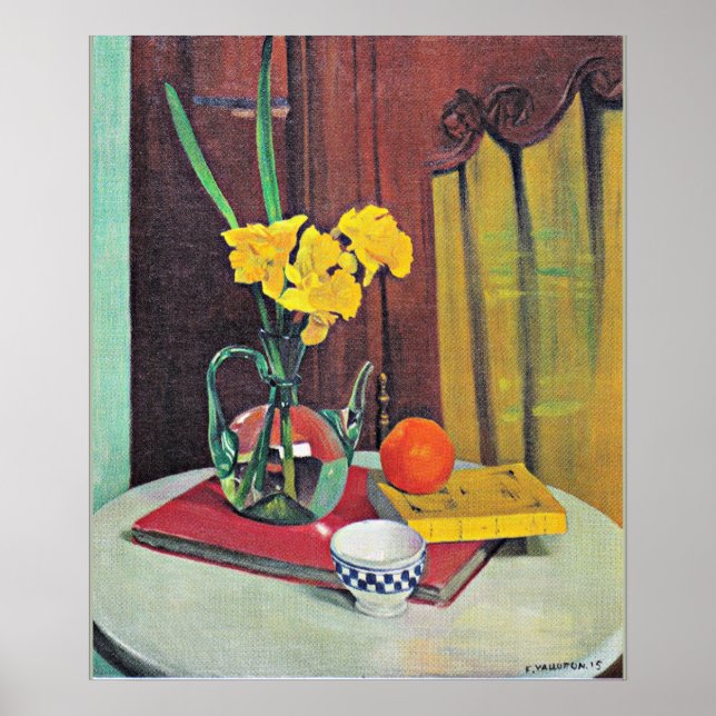 Poster Vallotton - Jug avec jonquilles jaunes (Devant)