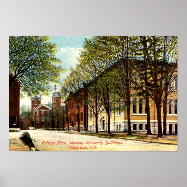 Poster Valparaiso, Indiana College Place (Devant)