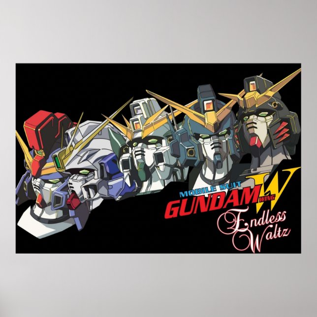 Poster Valse sans fin de l'aile Gundam Les cinq (Devant)
