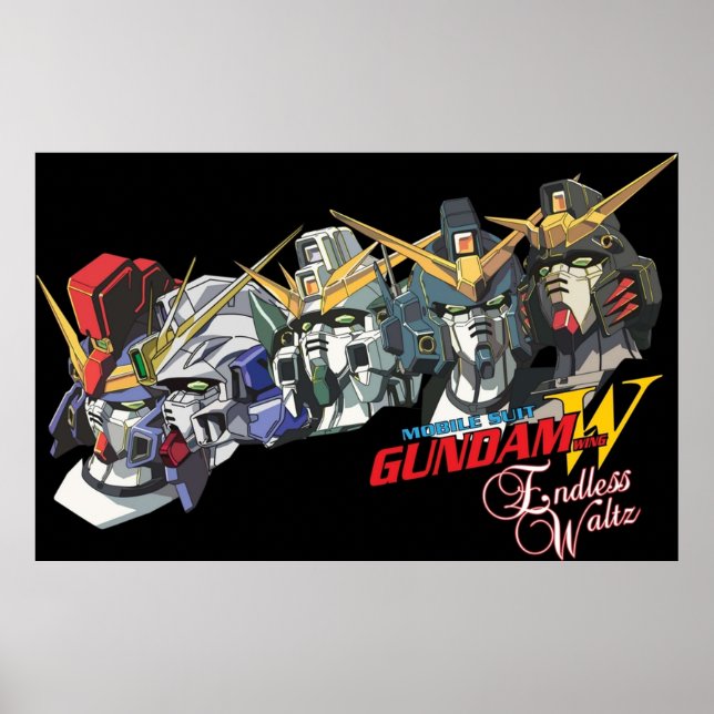 Poster Valse sans fin de l'aile Gundam Les cinq (Devant)