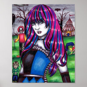 Poster Vampire Circus Freak monstres dessin original