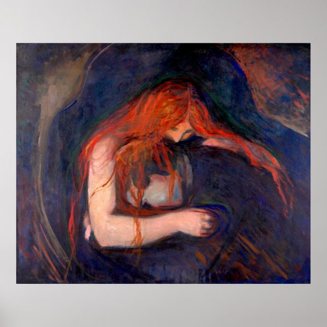 Poster Vampire par Edvard Munch (1895) (Devant)