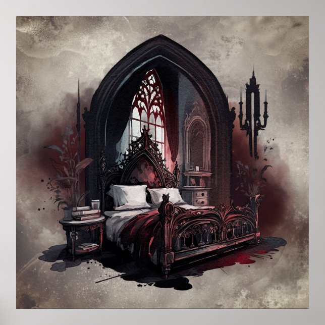 Poster Vampy Boudoir | Suite de chambre gothique rouge vi (Devant)