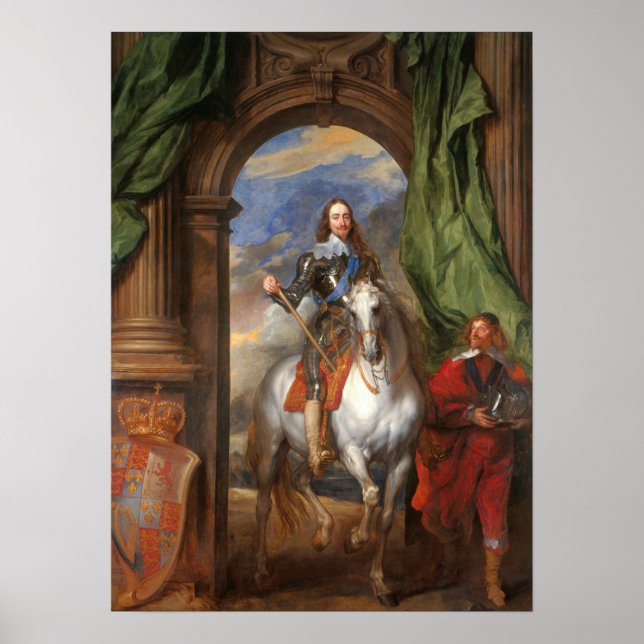 Poster Van Dyck - Charles I Avec M. De St Antoine (Devant)
