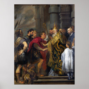 Poster Van Dyck - Saint Ambrose Embarquer Theodosius De .