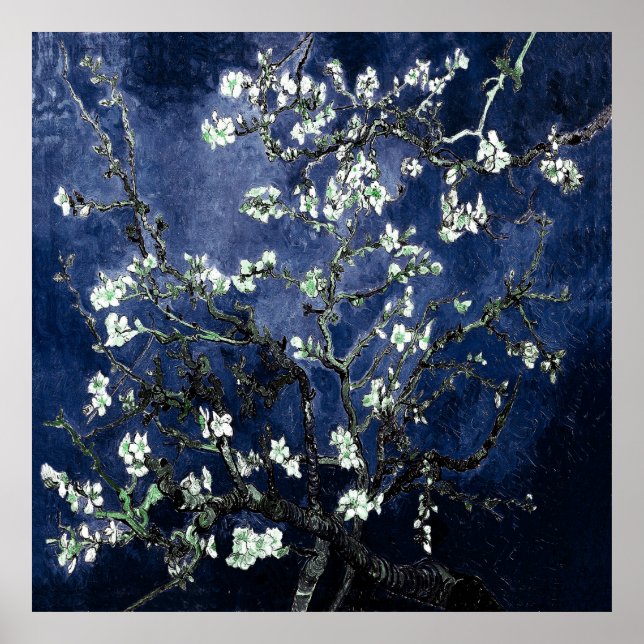 Poster Van Gogh Almond Blossoms Midnight Blue (Devant)