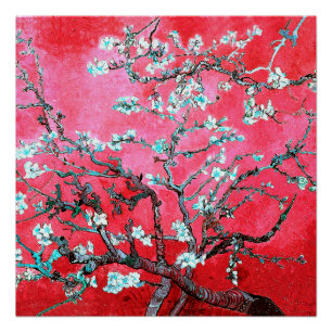 Poster Van Gogh Almond Blossoms Rouge bleu