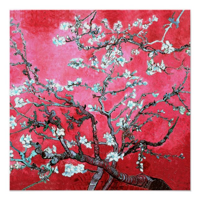 Poster Van Gogh Almond Blossoms Rouge bleu (Devant)