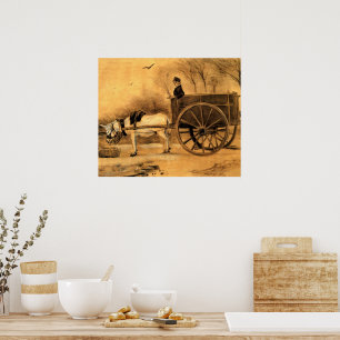 Poster Van Gogh - Âne et Chariot