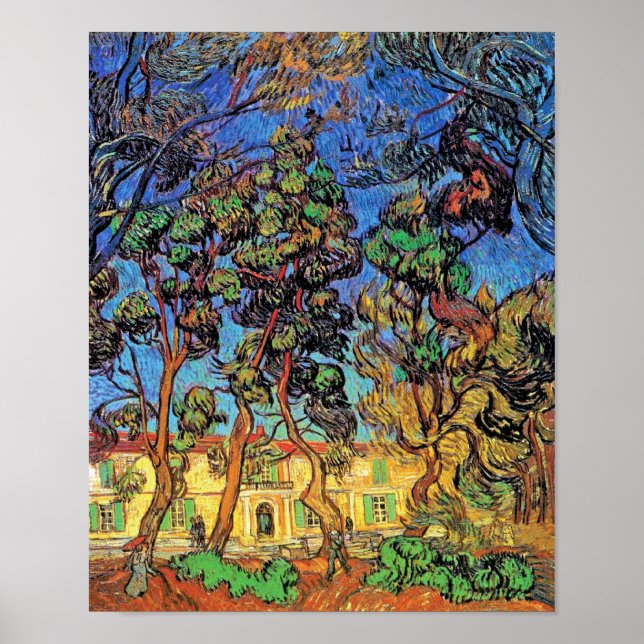 Poster Van Gogh - Arbres dans le jardin de l'hôpital St P (Devant)