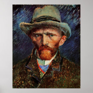 Poster Van Gogh ; Autoportrait avec Casquette Grey Felt