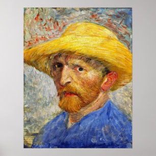 Poster Van Gogh - Autoportrait Avec Casquette Paille 1887