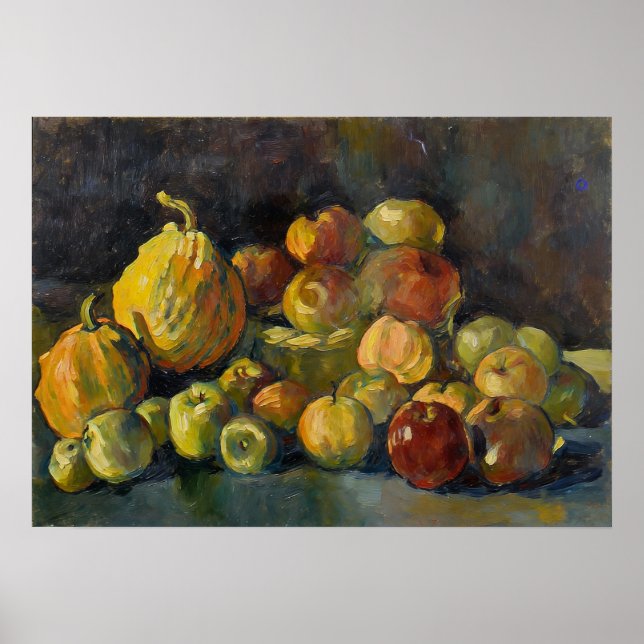 Poster Van Gogh Basket of Apples and Two Pumpkins (Devant)