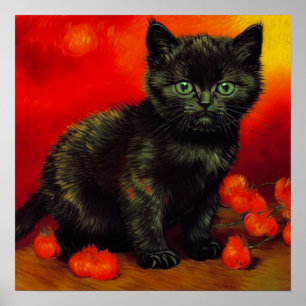 Poster Van Gogh Black Kitten