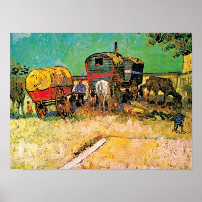Poster Van Gogh - Camp tzigane avec Cheval Dray (Devant)