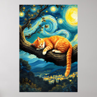 Poster van Gogh Cat Art