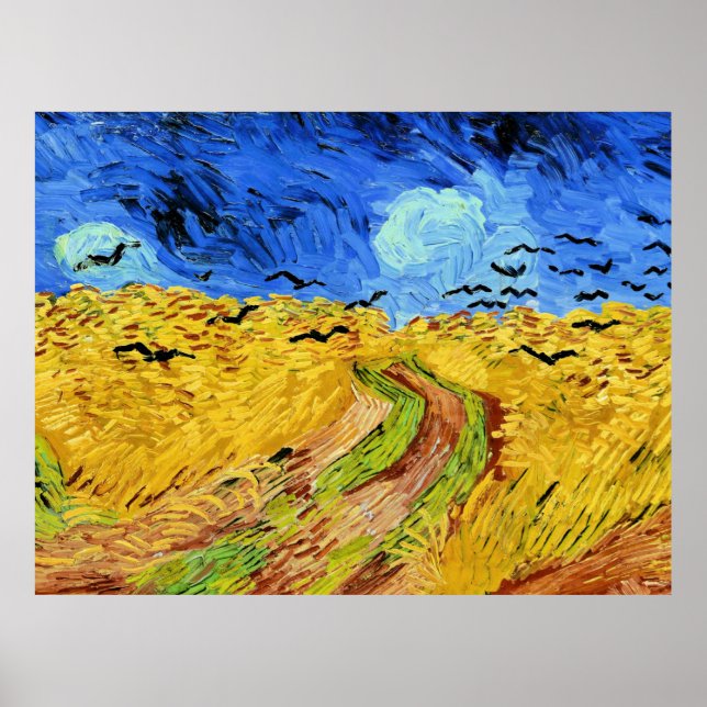 Poster Van Gogh - Champ de blé avec corneilles, (Devant)