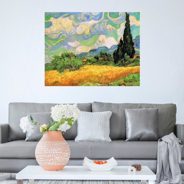 Poster Van Gogh Champ de blé w Cyprès à Haute Galline (Créateur téléchargé)