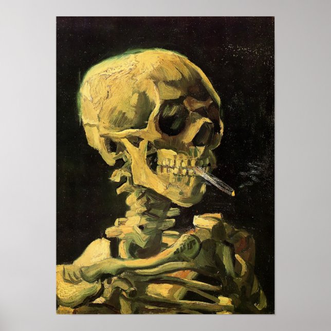 Poster Van Gogh - Crâne avec cigarette brûlante (Devant)