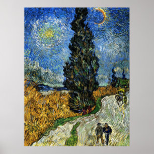 Poster Van Gogh - Cypress contre un ciel étoilé