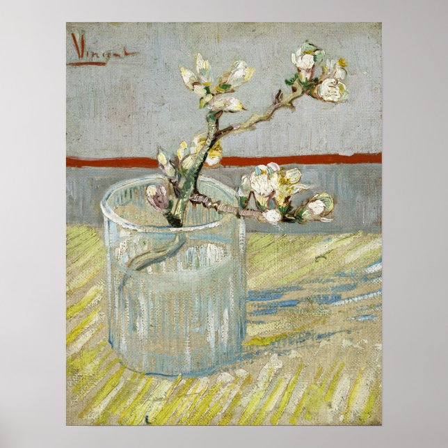 Poster Van Gogh - Épingle D'Amande Fleurie En Verre (Devant)