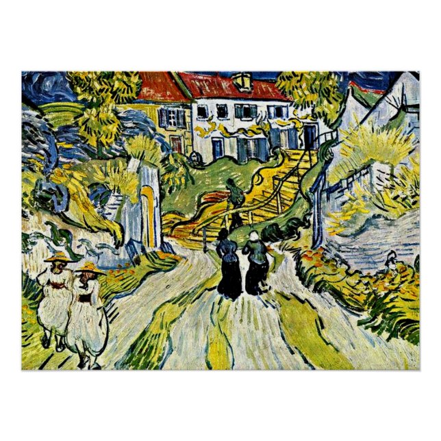 Poster Van Gogh - Escalier à Auvers, (Devant)