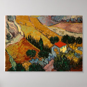 Poster Van Gogh Famous Painting House and Plowman