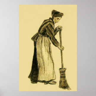 Poster Van Gogh Femme au Broom Fine Art